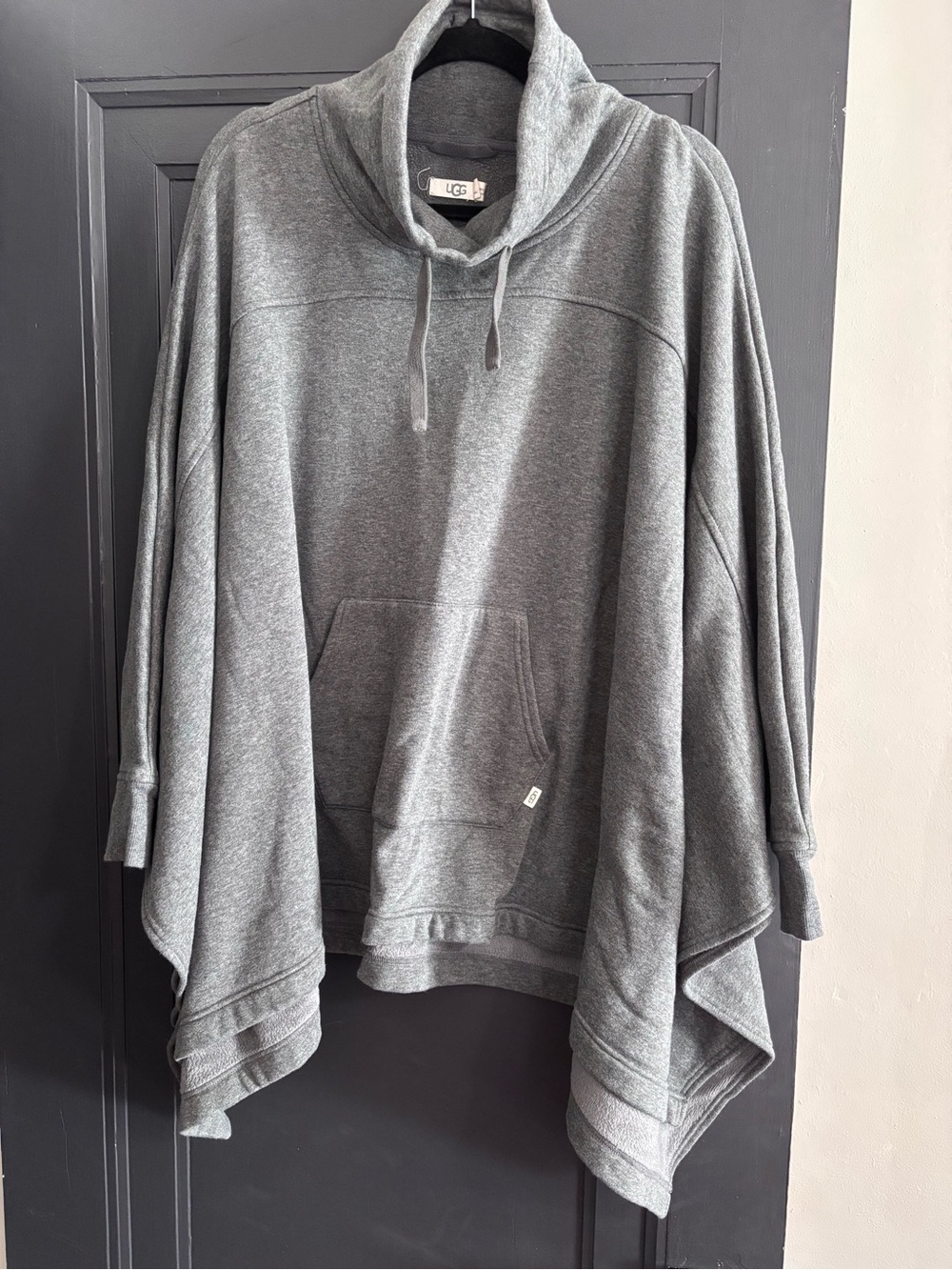 UGG Gray Funnel Neck Poncho Sweatshirt with Kangaroo Pocket